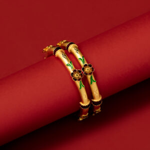 Gold Plated Flower Bangle with minakari work