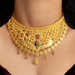 Gold Plated Cuff Choker with Matching Earrings