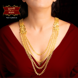 Stylish Gold Plated Dhutra Flower Lahari with Earrings