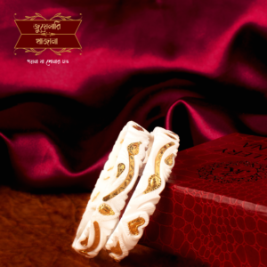 Stylish Gold Plated heart pattern Conch Shakha Pair