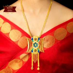 Stylish Gold Plated Sitahar in Aqua Minakari Work with Earrings