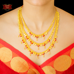 Stylish Gold Plated Three Layer minakari Short Lahari