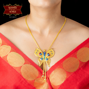 Premium Gold Plated Minakari Butterfly Pendant Tie Chain