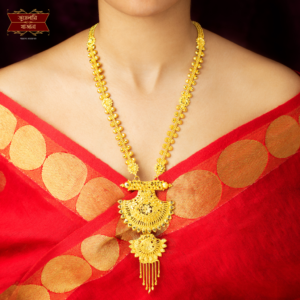Trendy Gold Plated Two Layer Sabeki Sitahar with Earrings