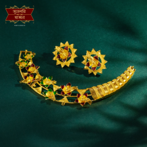 Premium Gold Plated Star Flower Hasuli with Earrings