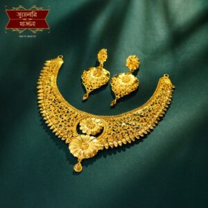 Premium Gold Plated Petals Necklace with Earrings