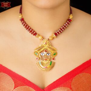 Premium Gold Plated Minakari Durga Pendant
