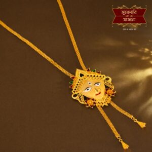 Stylish Gold Plated Durga Tie Chain with Earrings