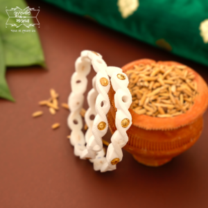 Unique Gold Plated Pyach Farfo Buti Shankha Bangle Pair