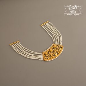 Stylish Pearl and Gold Plated Parijat Necklace with Earrings