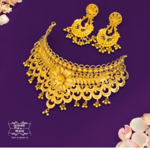 Premium Gold Plated Shringar Choker with Earrings