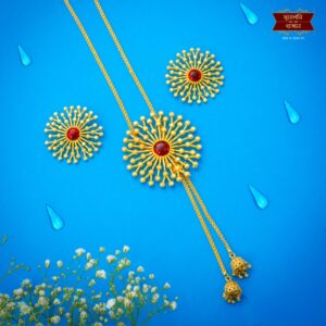 Premium Gold Plated Orko Tie Chain with Earrings