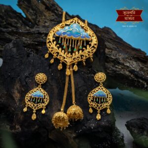 Premium Gold Plated Megha Tie Chain with Earrings